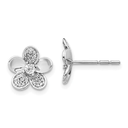 14K Weißgold Ohrringe mit echten Diamanten in Blumenform