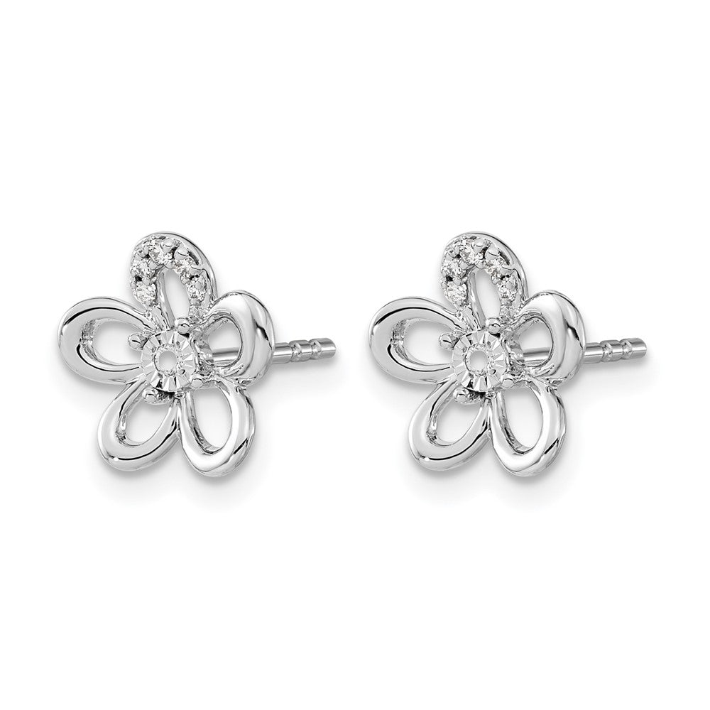14K Weißgold Ohrringe mit echten Diamanten in Blumenform