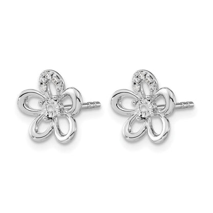 14K Weißgold Ohrringe mit echten Diamanten in Blumenform