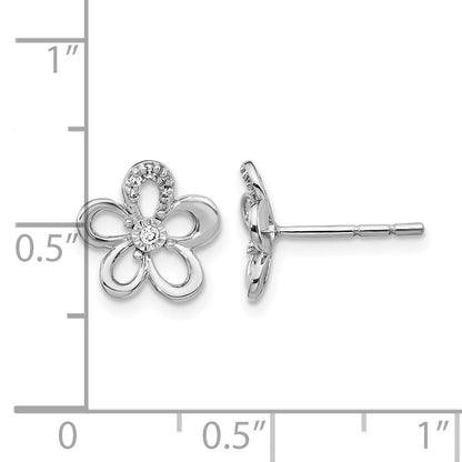 14K Weißgold Ohrringe mit echten Diamanten in Blumenform