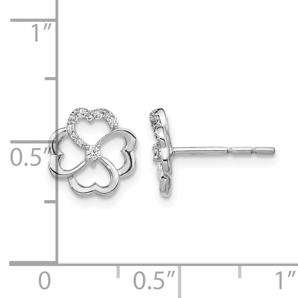 14K Weißgold Ohrringe mit echten Diamanten in Klee-Fantasieform