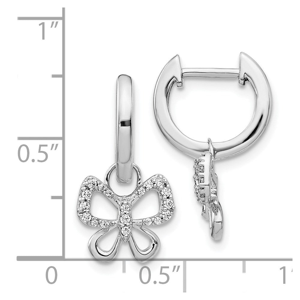 14K Weißgold Ohrringe mit echten Diamanten in Creolen-Schmetterlings-Design