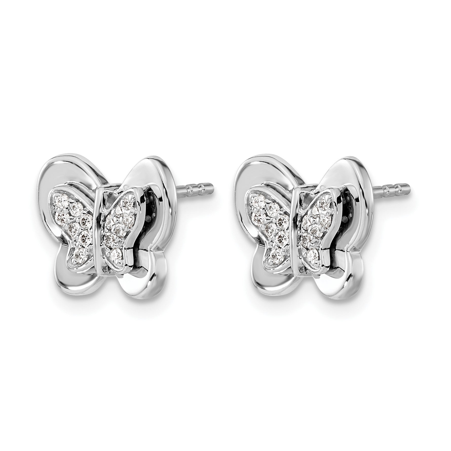 14K Weißgold Ohrringe mit echten Diamanten in Schmetterling-Design