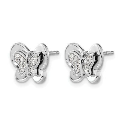 14K Weißgold Ohrringe mit echten Diamanten in Schmetterling-Design
