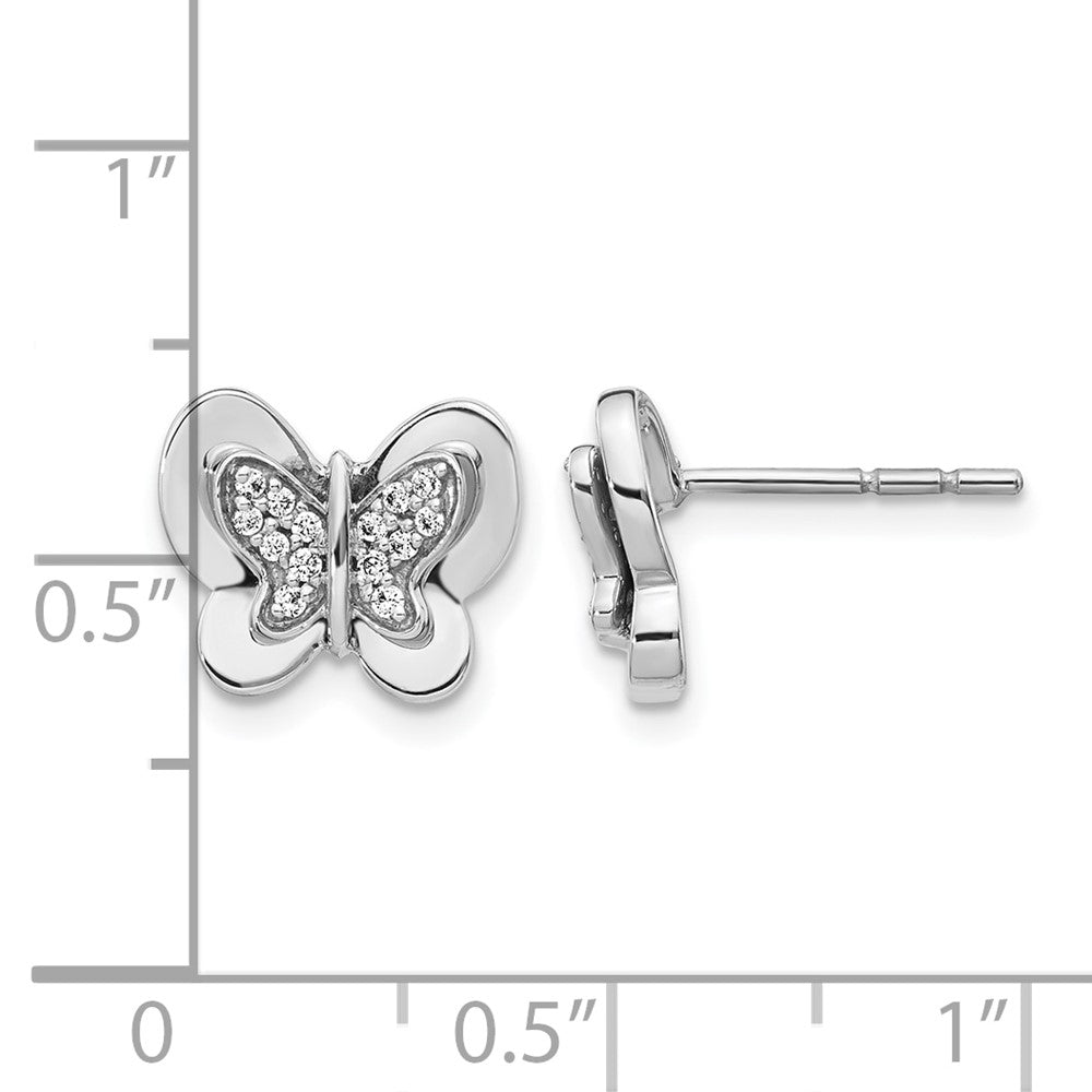 14K Weißgold Ohrringe mit echten Diamanten in Schmetterling-Design