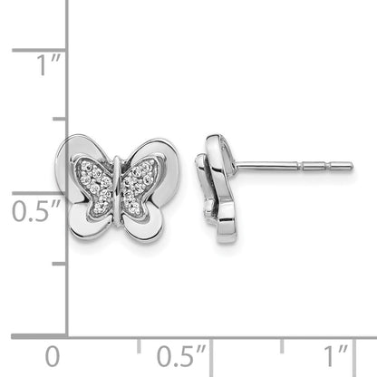 14K Weißgold Ohrringe mit echten Diamanten in Schmetterling-Design
