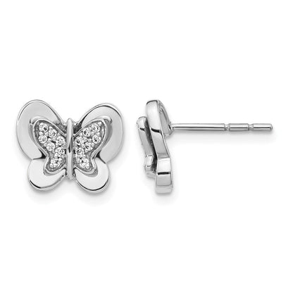 14K Weißgold Ohrringe mit echten Diamanten in Schmetterling-Design