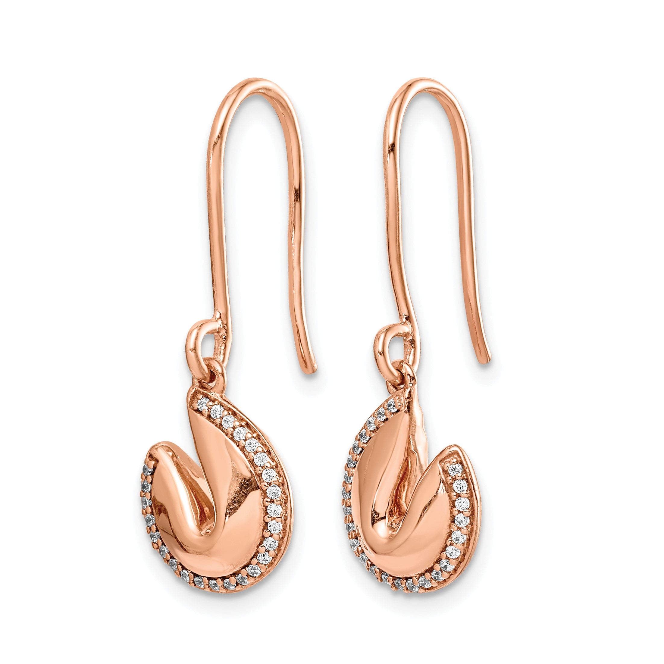 14K Weißgold Glückskeks-Ohrringe mit echten Diamanten