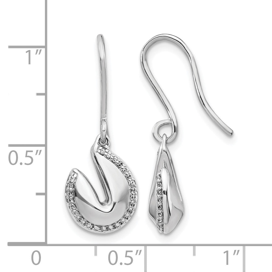 14K Weißgold Glückskeks-Ohrringe mit echten Diamanten