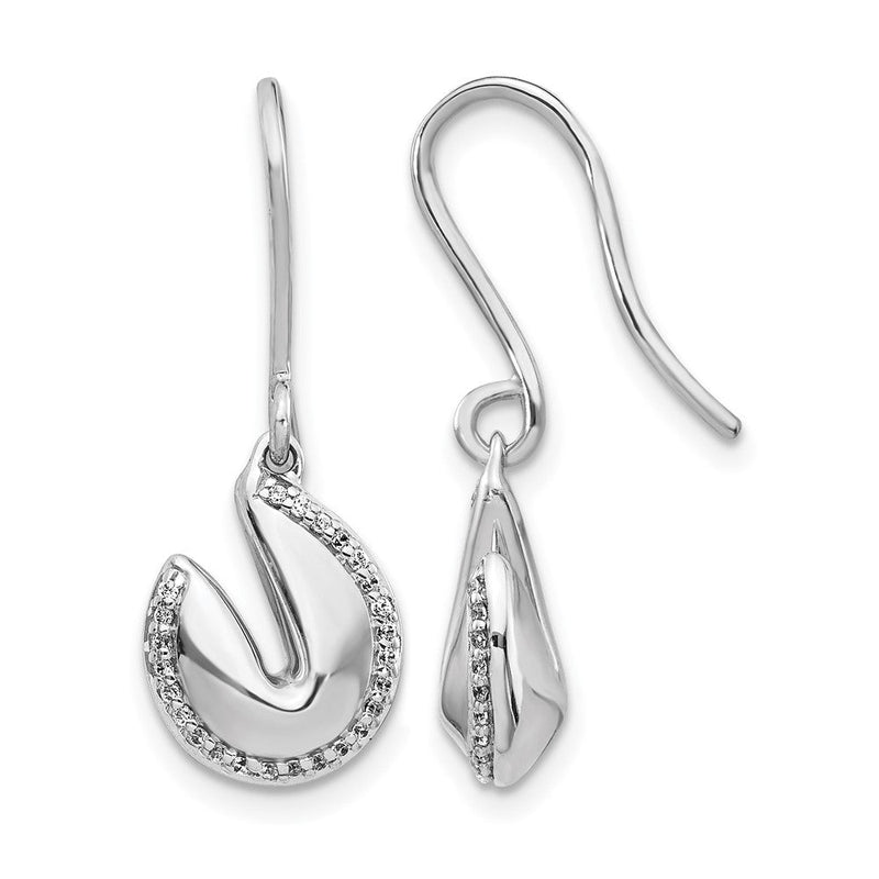 14K Weißgold Glückskeks-Ohrringe mit echten Diamanten