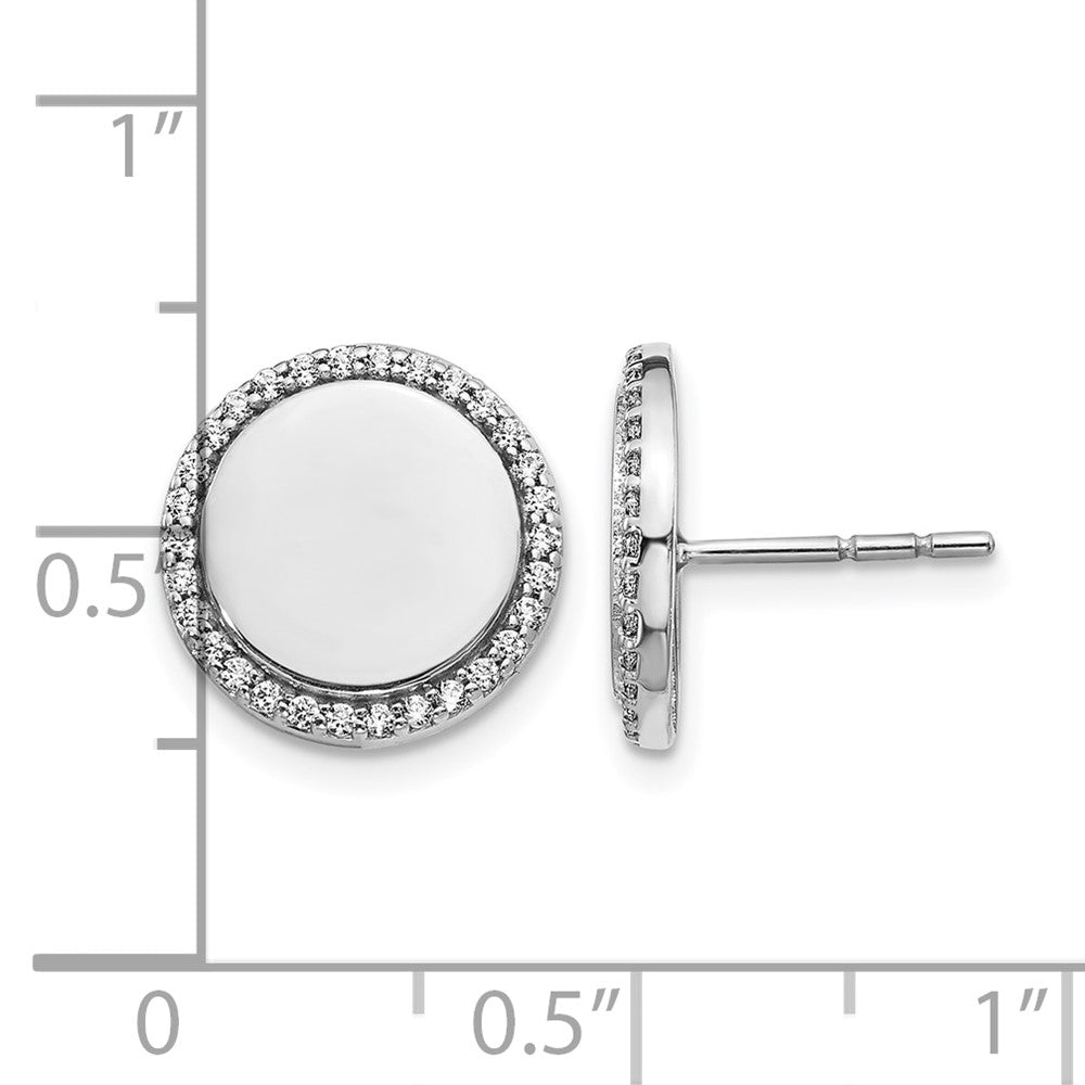 14K Weißgold Ohrringe mit echten Diamanten in ausgefallenem Kreisdesign