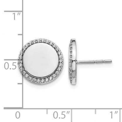 14K Weißgold Ohrringe mit echten Diamanten in ausgefallenem Kreisdesign