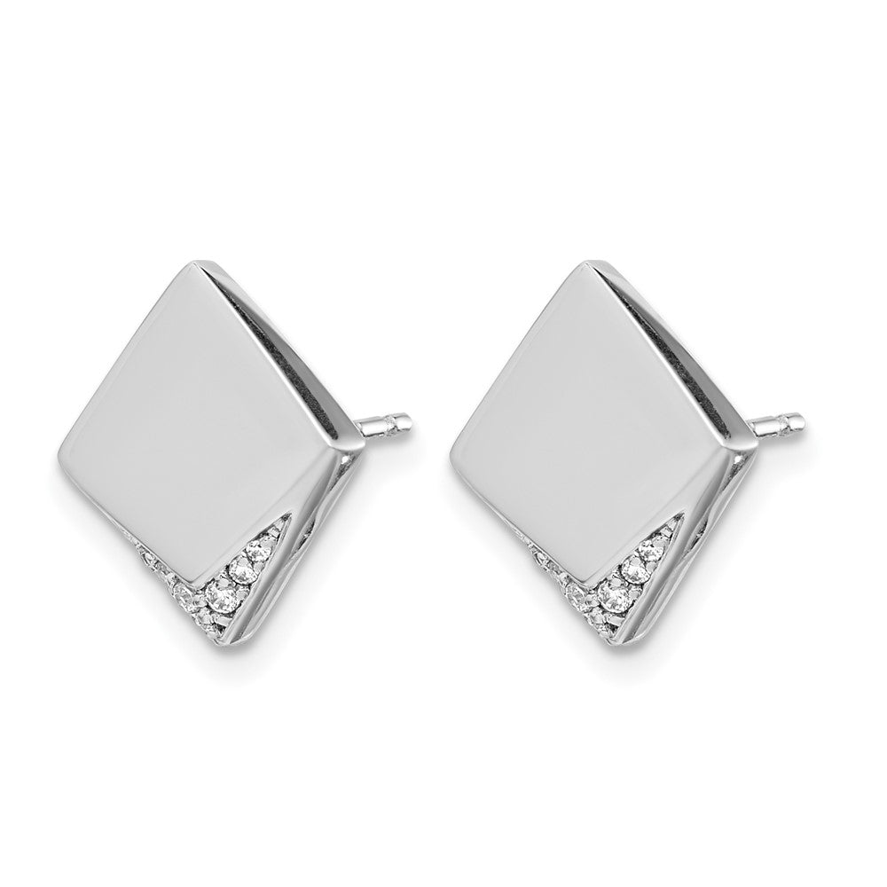 14K Weißgold Diamant-Ohrringe im Fantasie-Quadratdesign, echt