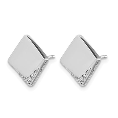 14K Weißgold Diamant-Ohrringe im Fantasie-Quadratdesign, echt