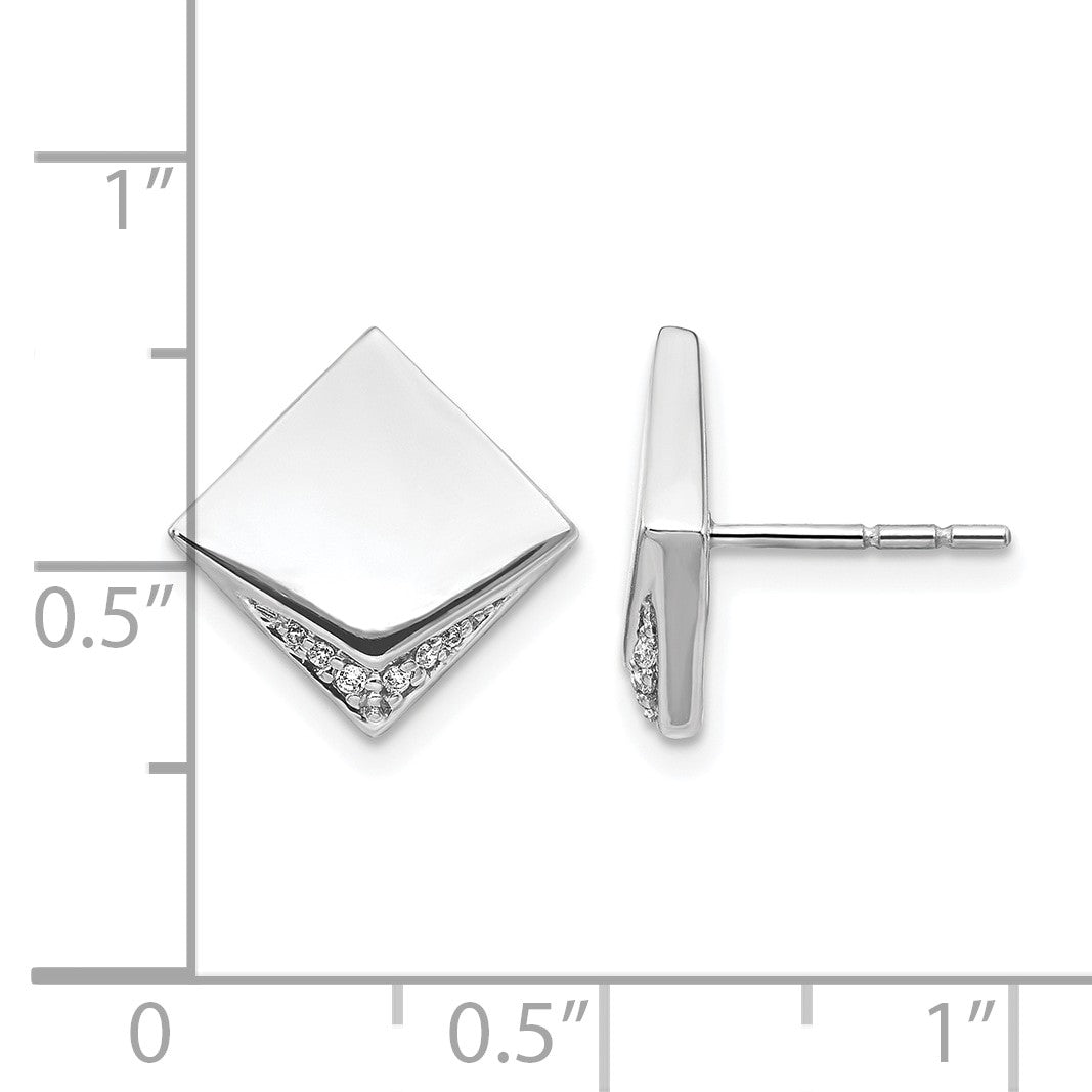 14K Weißgold Diamant-Ohrringe im Fantasie-Quadratdesign, echt