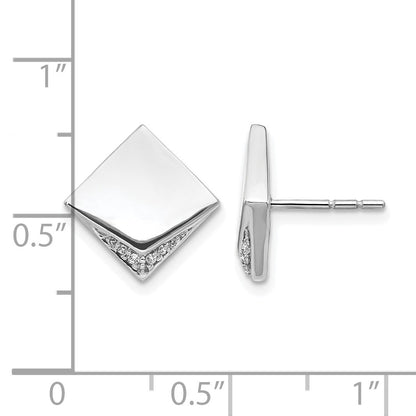 14K Weißgold Diamant-Ohrringe im Fantasie-Quadratdesign, echt