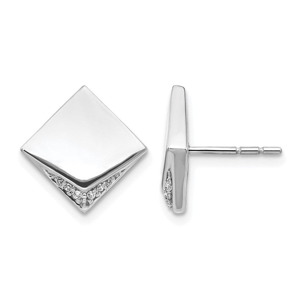 14K Weißgold Diamant-Ohrringe im Fantasie-Quadratdesign, echt