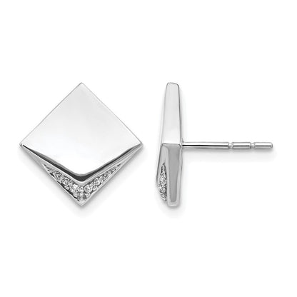 14K Weißgold Diamant-Ohrringe im Fantasie-Quadratdesign, echt
