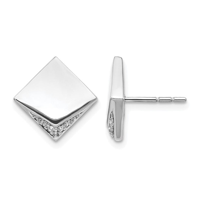 14K Weißgold Diamant-Ohrringe im Fantasie-Quadratdesign, echt