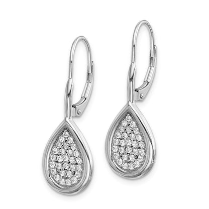14K Weißgold Diamant Fancy Tropfen Ohrhänger mit Leverback-Verschluss