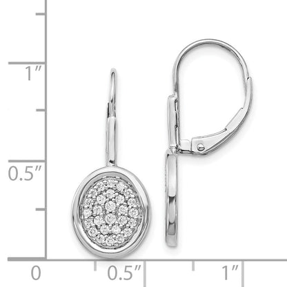 14K Weißgold Ohrhänger mit Diamanten im Fancy-Oval-Design und Leverback-Verschluss