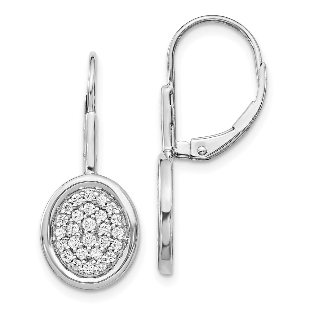 14K Weißgold Ohrhänger mit Diamanten im Fancy-Oval-Design und Leverback-Verschluss