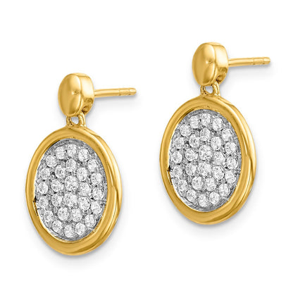14K Weißgold Ohrstecker mit echten Diamanten, oval, Fantasie-Design