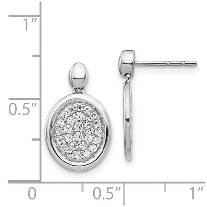 14K Weißgold Ohrstecker mit echten Diamanten, oval, Fantasie-Design