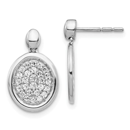 14K Weißgold Ohrstecker mit echten Diamanten, oval, Fantasie-Design