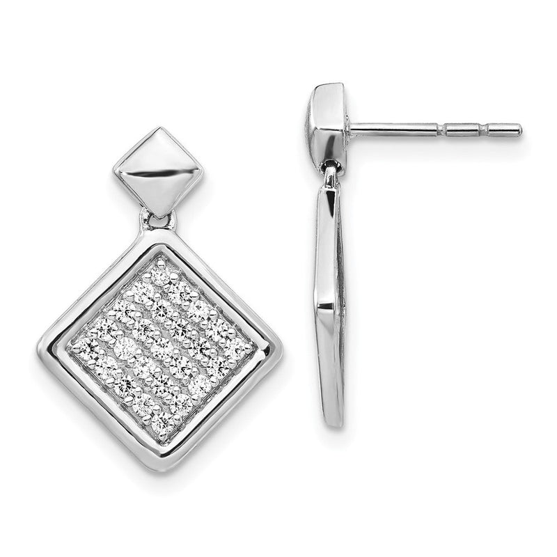 14K Weißgold Diamant-Ohrstecker mit ausgefallenem quadratischem Design