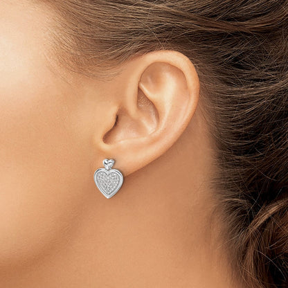 14K Weißgold Ohrstecker mit echten Diamanten, Fantasie-Herzform