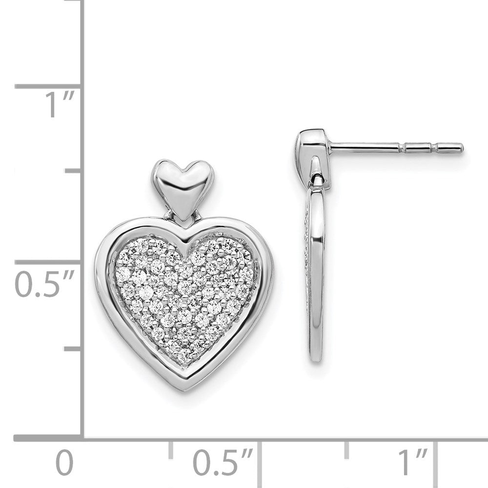 14K Weißgold Ohrstecker mit echten Diamanten, Fantasie-Herzform