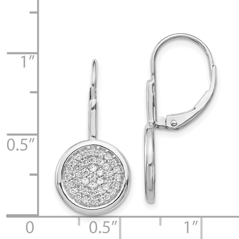 14K Weißgold Ohrringe mit echten Diamanten, Kreis-Design, Leverback-Verschluss