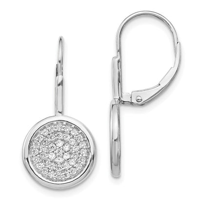 14K Weißgold Ohrringe mit echten Diamanten, Kreis-Design, Leverback-Verschluss