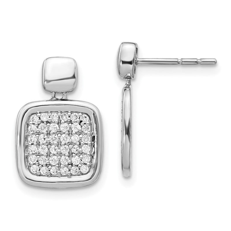 14K Weißgold Diamant-Ohrstecker im Fantasie-Quadrat-Design