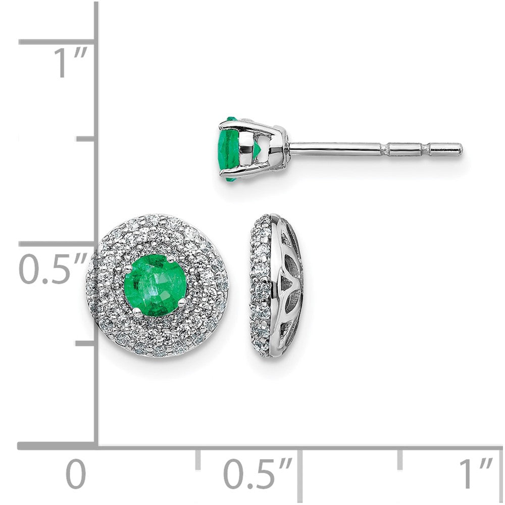 14K Weißgold Ohrstecker mit Diamant-Jacket und echtem Smaragd