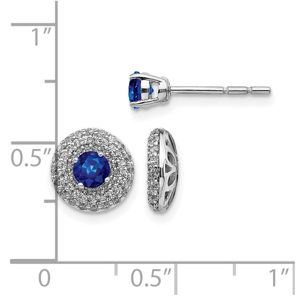 14K Weißgold Diamant- und Saphir-Ohrstecker mit Ohrring-Jacket