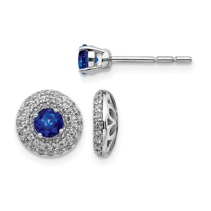 14K Weißgold Diamant- und Saphir-Ohrstecker mit Ohrring-Jacket
