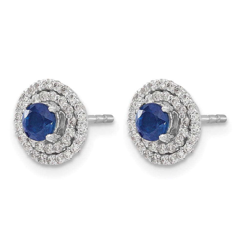 14K Weißgold Ohrstecker mit Diamant- und Saphir-Jacket, echte Diamanten