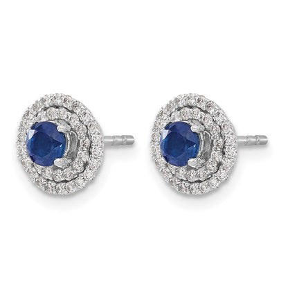 14K Weißgold Ohrstecker mit Diamant- und Saphir-Jacket, echte Diamanten
