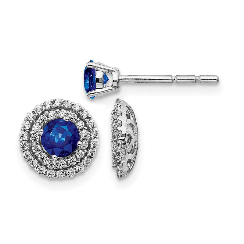 14K Weißgold Ohrstecker mit Diamant- und Saphir-Jacket, echte Diamanten