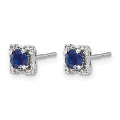 14K Weißgold Ohrstecker mit echtem Diamant und Saphir, mit Ohrring-Jacket