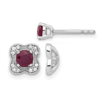 Ohrstecker mit Ohrring-Jacket aus 14K Weißgold mit echtem Diamant und Rubin