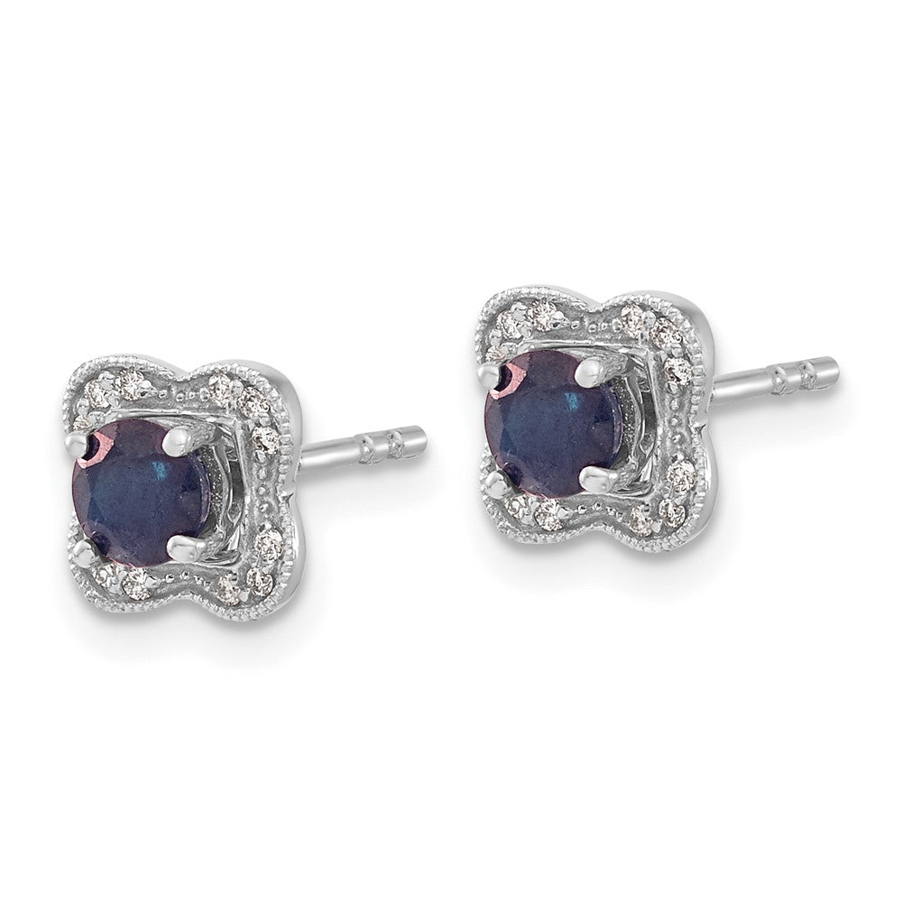 14K Weißgold Ohrstecker mit echtem Diamant und Saphir sowie Ohrring-Jacket