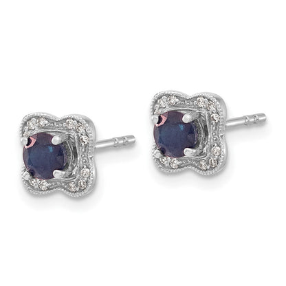 14K Weißgold Ohrstecker mit echtem Diamant und Saphir sowie Ohrring-Jacket
