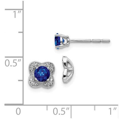14K Weißgold Ohrstecker mit echtem Diamant und Saphir sowie Ohrring-Jacket