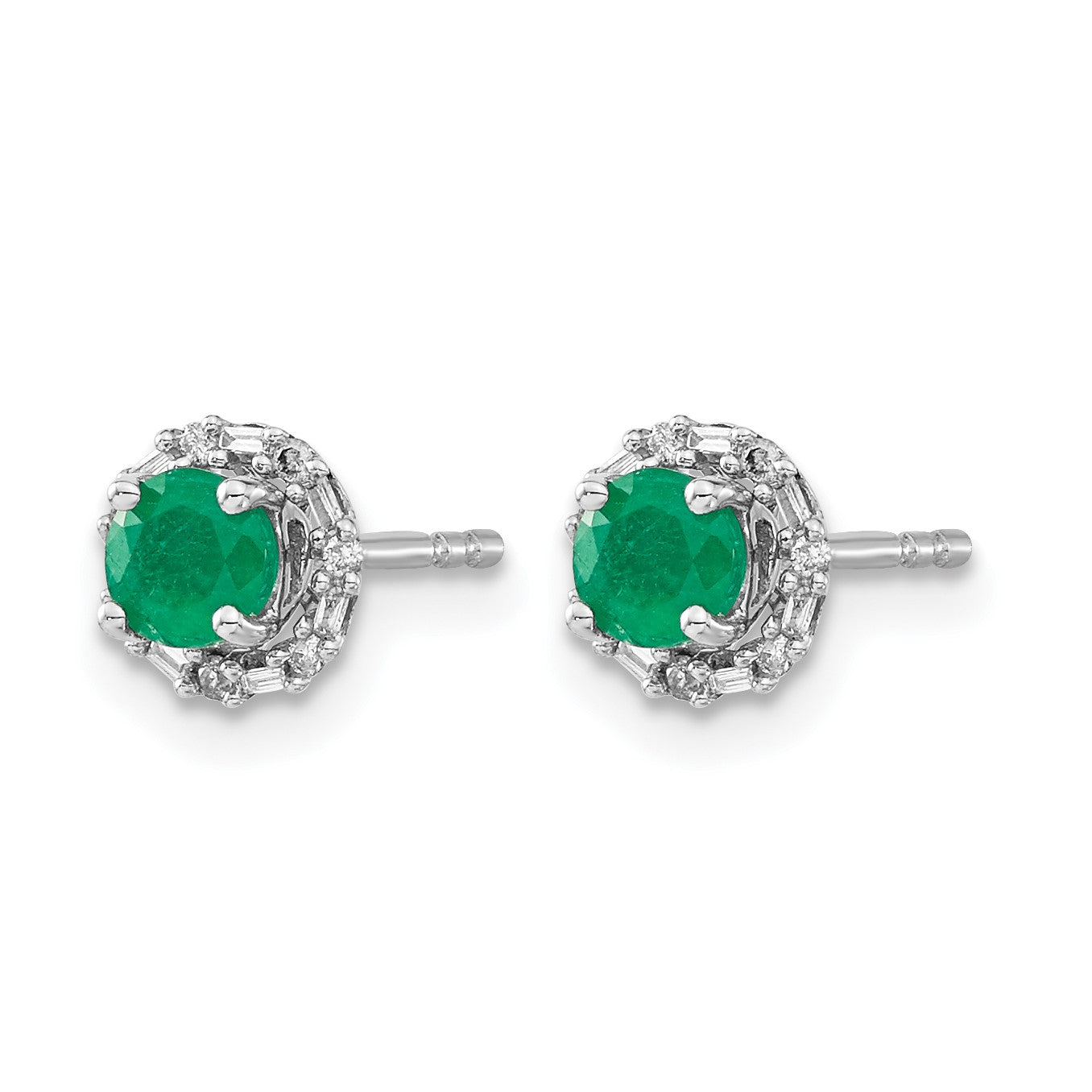 14K Weißgold Ohrstecker mit Diamant und Smaragd, mit Ohrring-Jacket