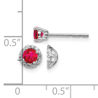 14K Weißgold Diamant- und Rubin-Ohrstecker mit Ohrring-Jacket