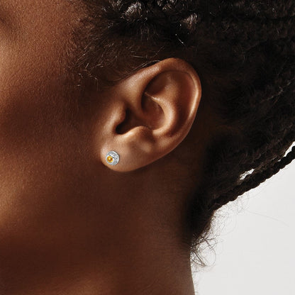 14K Weißgold Ohrringe mit echten Diamanten und Citrin-Cabochons