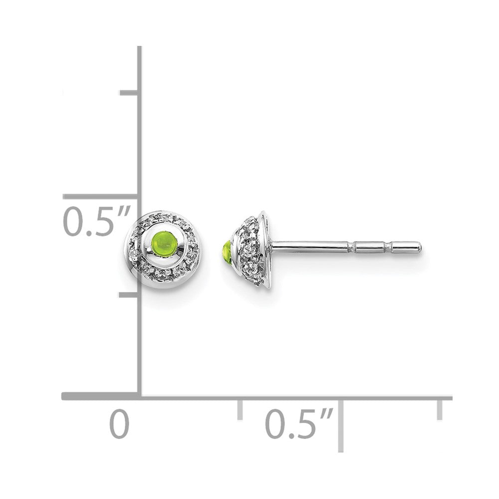 14K Weißgold Ohrringe mit echten Diamanten und Peridot-Cabochons